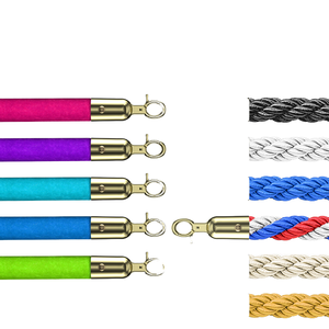 Poteau de contrôle de file d'attente VIP pour hôtel, banque, avec barrière dorée, support pour tapis rouge, corde en velours, protection IP10 - Product Image 1