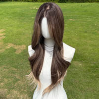Perruque de mode SMILCO pour femme, dentelle 13*4, dégradé marron, ondulée bouclée, douce et volumineuse, effet Body Wave, en fibre japonaise SM9022B