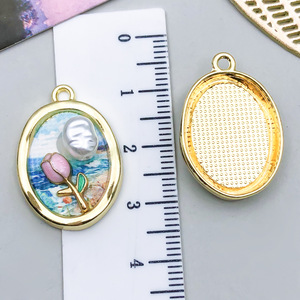 Ciondolo Connettore Multicolore in Lega di Zinco con Motivo Floreale Ispirato <span class=keywords><strong>a</strong></span> <span class=keywords><strong>Monet</strong></span> per Creazione di Gioielli Fai-da-Te - Product Image 6