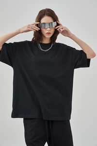 Camiseta de Manga Corta Oversize con Cuello Redondo y Logotipo Estampado, Ajuste Holgado Informal, 100% Algodón Jersey, Color Sólido, Transpirable para Hombre - Product Image 3