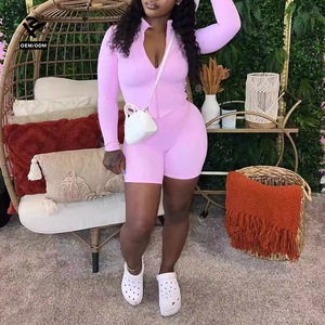 F240739 Vêtements d'extérieur de fitness pour femmes avec fermeture à glissière et combinaison de yoga à manches longues ajustée pour le sport Ensemble de vêtements deux pièces pour femmes - Product Image 2