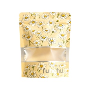 Pochette support zip-lock refermable imprimée sur mesure emballage en papier kraft de qualité alimentaire fenêtre en mylar pour stocker biscuits bonbons chewing-gum - Product Image 3