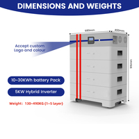 Sistema de Energía Solar Todo en Uno LFPo4 de 5KW, Inversor Híbrido Fuera de Red, Batería de Respaldo de 5/10/15/20/25/30KWh, Onda Sinusoidal Pura, MPPT, para Uso Doméstico y Agrícola