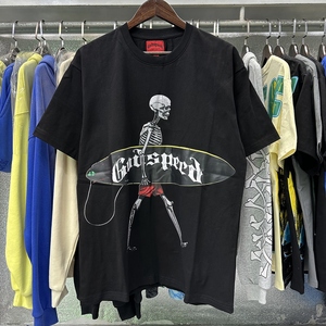 T-Shirt di Lusso Streetwear da Uomo con Stampa Grafica, Design di Marca, Lavaggio Acido, Teschio Vintage, Magliette Oversize per Uomo - Product Image 5