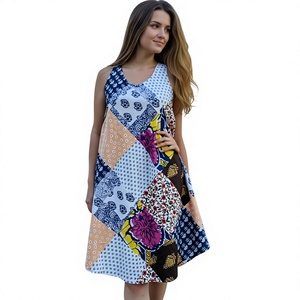 Nouvelle Robe Midi Trapèze Bohème Vintage Sans Manches en Coton Uni Écologique et Tendance pour Femme, Style Ethnique d'Été - Product Image 1