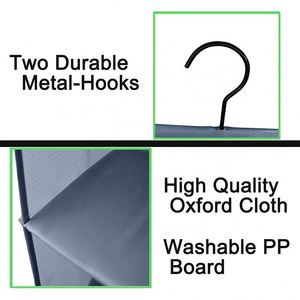 2PCS Detachable 3-<b>Shelf</b> Hanging Closet Organizers, Collapsible Closet Hanging <b>Shelves</b> for Clothes and Shoes, Canvas, Gray - Product Image 4