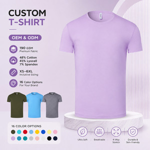 T-shirt personnalisé avec logo, 210 GSM, mélange de coton Lyocell, tailles XS-6XL, grandes tailles, 16 couleurs, OEM ODM, ultra doux, respirant, tee-shirt uni - Product Image 1