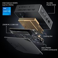 Mini PC Bmax B3 Pro Intel N5095 (jusqu'à 2,9 GHz) 8 Go de RAM LPDDR4/256 Go de SSD, ordinateur de bureau miniature, écran double 4K, WiFi5/Intel