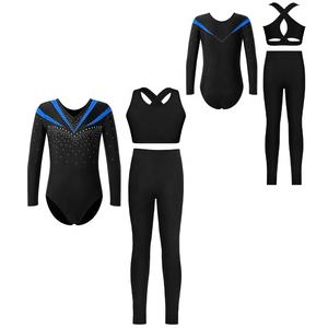 Justaucorps de gymnastique pour filles de 6 à 16 ans, tenue de danse, tenue de patinage artistique, justaucorps avec veste et legging pour costume de danse lyrique - Product Image 2