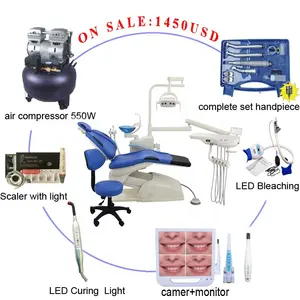 Complete Set Economic And Cheaper Type Dental Unit Chair With Dentist Stool Scaler Curing Light Handpiece Air Compressor Camera