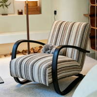 Fauteuil d'appoint Mid-Century French Cream Berk, fauteuil de loisirs design pour salon, chambre et balcon
