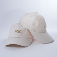 Venta al por mayor 100% tela de algodón suave color blanco crema gorras planas 3D bordado Logo papá gorra 6 paneles gorra de béisbol sin estructura