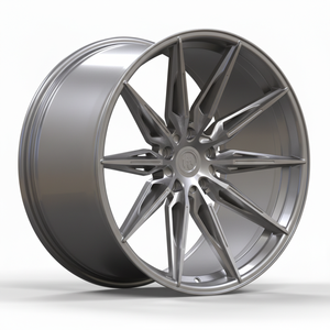 Ruedas Monobloque Forjadas con Diseño de Radios Complejos Tipo Araña, Personalizadas con Foto - Negro Brillante/Plateado Cepillado - Product Image 5