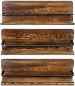 Ensemble de 3 supports de présentation muraux à double plaque en bois massif brûlé rustique cintres décoratifs en métal noir pour support de rangement de 6 à 10 pouces - Product Image 5