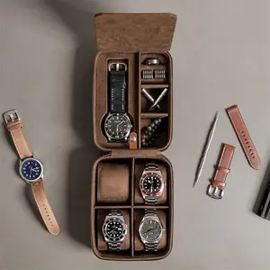 Custom 5 Watch Travel Case Storage Organizer For 5 Watches Ring Necklace