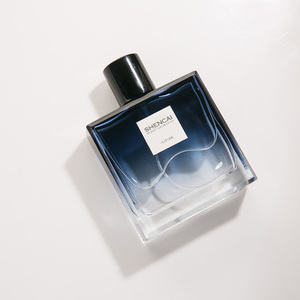 Flacon de parfum de luxe élégant 50ml 100ml, bleu nuit dégradé, rectangulaire, vide, en verre transparent, pour homme, avec vaporisateur - Product Image 1