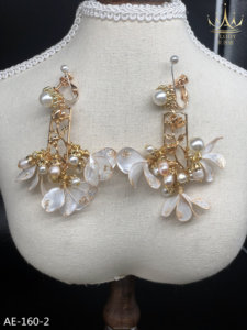 AE-160-2 Joyería al por Mayor, Pendientes de Perlas de Agua Dulce con Flores, Estilo Dulce y Lujoso, Accesorios de Novia para Boda - Product Image 2