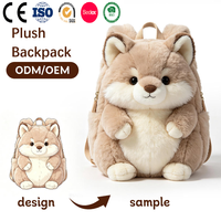 Sac à dos en peluche chien ODM, super doux, grande capacité, unisexe, pour l'école, rembourré en coton PP