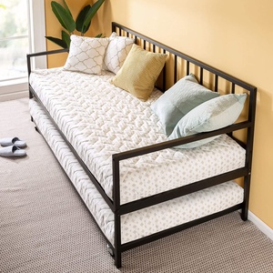 Twin <strong>Daybed</strong> and Trundle Set <strong>Metal</strong> <strong>Daybed</strong> and Trundle Set Bed Frame Steel Slat Support Black Iron Classic Furniture Modern FL - Product Image 2