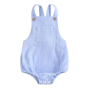 Bretelle senza maniche <span class=keywords><strong>in</strong></span> tessuto <span class=keywords><strong>di</strong></span> <span class=keywords><strong>mussola</strong></span> <span class=keywords><strong>vestiti</strong></span> nuovi nati <span class=keywords><strong>in</strong></span> bianco su misura estate neonato ragazzo ragazza <span class=keywords><strong>cotone</strong></span> bolle bebè pagliaccetto all'ingrosso - Product Image 2