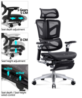 Nouveaux produits, fauteuil de direction pivotant moderne avec accoudoirs 7D, chaise de bureau de luxe, chaise ergonomique en maille pour PDG avec repose-pieds