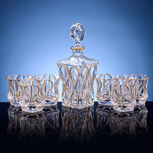Bohemian Crystal Whiskey Glass Set 301-400ml Decanter With Six Glasses For Serving Liquor - Product Image 3