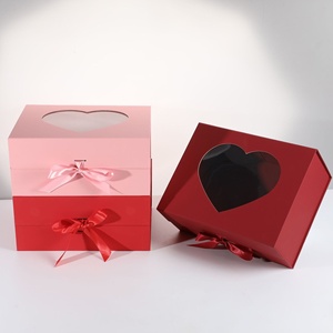 Scatola Regalo Pieghevole a Forma di <span class=keywords><strong>Cuore</strong></span> con Finestra, Chiusura Magnetica, Carta Speciale di Alta Qualità, Cartone Grigio, Confezione Regalo per San Valentino con Goffratura - Product Image 1