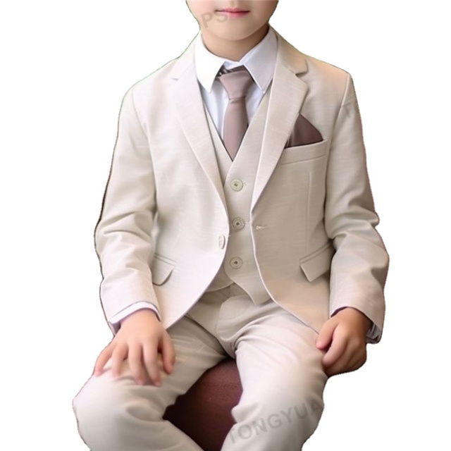 Custom Apparel Suits Baby Boy Costume Cotton Single Breasted Kids Blazers Boys Suits Set Formal Wedding Wear Children Clothing