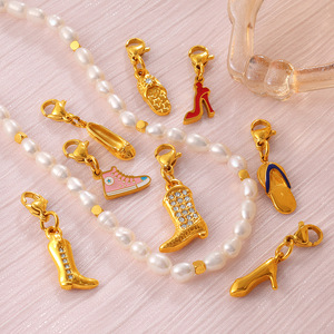 Nouveau Collier Pendentif DIY en Acier Inoxydable Plaqué Or 18K, Motif Bottes en Cuir Vintage, Pantoufles et Chaussures <span class=keywords><strong>de</strong></span> <span class=keywords><strong>Danse</strong></span>, pour Femme, Bijou Cadeau - Product Image 3