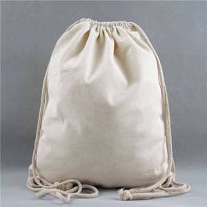 LINNA 35X38Cm Custom Eco-Friendly Soft Cotton Canvas Durable Logo Accept Plain Canvas <b>Drawstring</b> <b>Backpack</b> Zhejiang DZFBD3538 - Product Image 6
