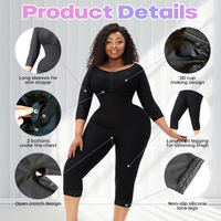 Pantalones de Compresión Alta hasta la Rodilla con Mangas Largas, Body Postoperatorio BBL, Faja Moldeadora con Control de Abdomen y Sujetador