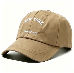 Casquette de baseball en sergé délavé style streetwear américain, brodée, souple et non structurée, couleur unie, décontractée, pour usage quotidien - Product Image 3