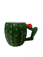 Mug en porcelaine verte 3D gaufrée créative en forme de cactus, non toxique, personnalisable pour le café, le petit-déjeuner et les cadeaux d'affaires