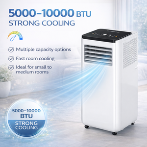 เครื่องปรับอากาศแบบพกพาขนาดกะทัดรัด 7000 บีทียู ระบบทำความเย็นและความร้อน ใช้สารทำความเย็น R290 ประหยัดพลังงาน พร้อมรีโมทคอนโทรล ตัวเครื่องทำจากพลาสติก - Product Image 4