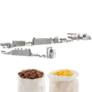 Cereais pequeno almoço cornflakes lanche comida fazendo máquina milho flocos produção linha