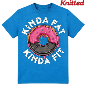 T-shirt da sollevamento pesi con stampa divertente 'Kinda Fat Kinda Fit Donut', maglietta grafica per allenamento in palestra, regalo per amanti dell'umorismo fitness, t-shirt oversize in cotone a maniche corte, streetwear, top casual - Product Image 1