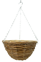 Support rond en rotin naturel en gros avec chaîne pour paniers suspendus de pépinière et de jardin (vente au détail)