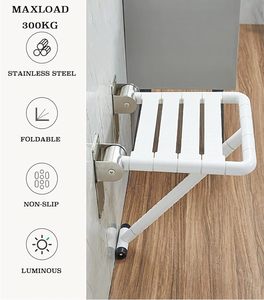 Chaise de douche murale en acier inoxydable Simplywalk 136 kg pour personnes âgées, conforme à l'<span class=keywords><strong>accord</strong></span>-cadre UKCA - Product Image 2
