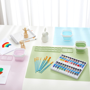 Tapis <span class=keywords><strong>de</strong></span> <span class=keywords><strong>dessin</strong></span> en silicone utilisable <span class=keywords><strong>Palette</strong></span> d'art en silicone pour bébé pour <span class=keywords><strong>peinture</strong></span> Tasse <span class=keywords><strong>de</strong></span> lavage pliable personnalisée pour outils d'art pour enfants - Product Image 1