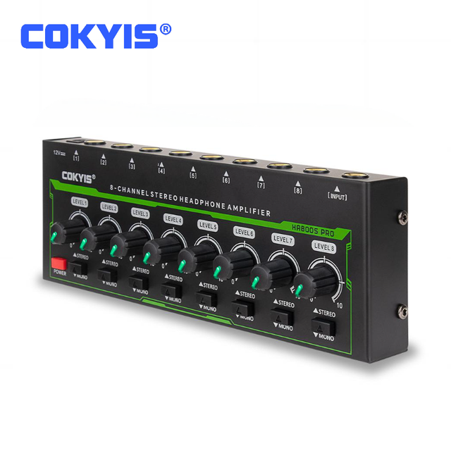 Professional Studio Headset Monitor DJ Amplifier Earphone Audio Splitter with RGB Light Stereo Headphone Amplifier 8 Channel