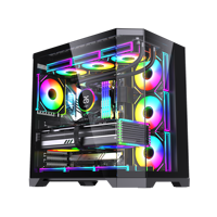 2026 Oversized Screen Display PC Case Cube Glass Sea-view Room Computer ATX Tower Gaming Cabinet 360mm Liquid Cooler Fans