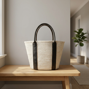 Sac de plage mini conique ovale en jute écologique avec longue poignée, fermeture éclair et bouton, lavable, pour usage alimentaire, export direct du Bangladesh - Product Image 3