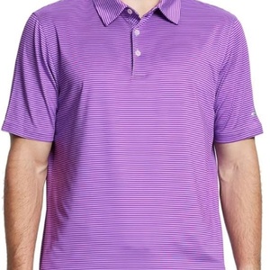 Chemise de golf à manches courtes pour homme, respirante, anti-humidité, en tissu tricoté, imprimé rayé, coupe classique - Product Image 5