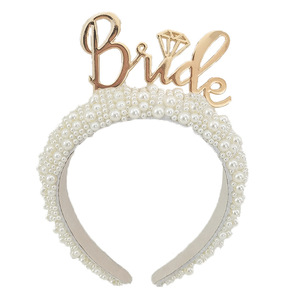 Diadema de Perlas para Novia, Letra Metálica Plateada y Dorada, Accesorio para el Cabello de Novia, Tocado para Mujer, Otoño 2023 - Product Image 5