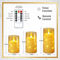 Lilin LED Tanpa Api Berkedip dengan Timer Remote, Baterai, Akrilik Emas, Dilengkapi Kawat Tembaga, dari Pabrik Berpengalaman 10+ Tahun