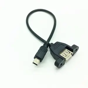 Kebaolong มินิ USB ไปยัง USB สายต่อหูฟังพร้อมรูเกลียวเพื่อยึด T-Port เข้ากับ USB สายข้อมูลตัวเมีย