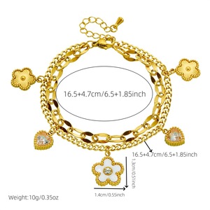 Europe and the United States cross-border fashion simple diamond love white shell flower double <b>stacked</b> stainless steel chain - Product Image 4