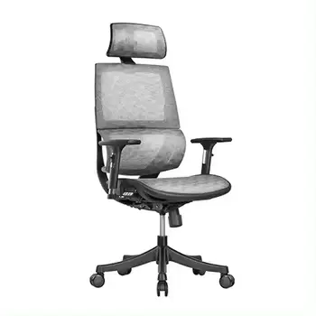 Chaise de bureau moderne à dossier haut Siège de direction ergonomique pivotant en maille avec accoudoir réglable Housse en tissu