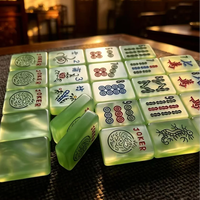 Jeu de Mahjong américain 166 tuiles classiques en mélamine blanc nacré, bambou, oiseau, dragon vert OEM