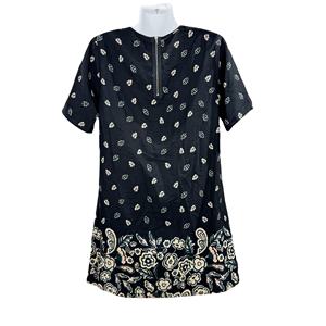 Impresión con cremallera Vestido dazy de alta calidad Camisetas de mujer Vestido Negro - Product Image 3